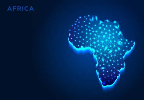 Africa continent in blue silhouette abstract low poly designs from line ...