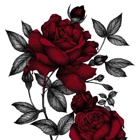 Black Red Tattoo with Red Roses