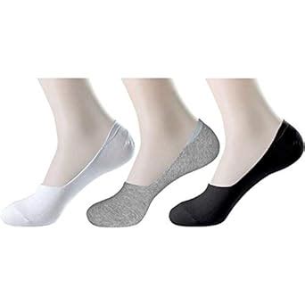 Buy KMSRV Men's Premium Cotton No Show Socks with Anti Slip Silicon ...