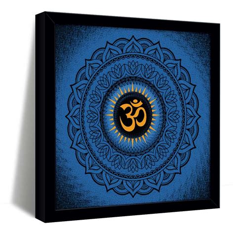 ArtX Blue OM Mandala Big Canvas Painting For Living Room With Frame ...