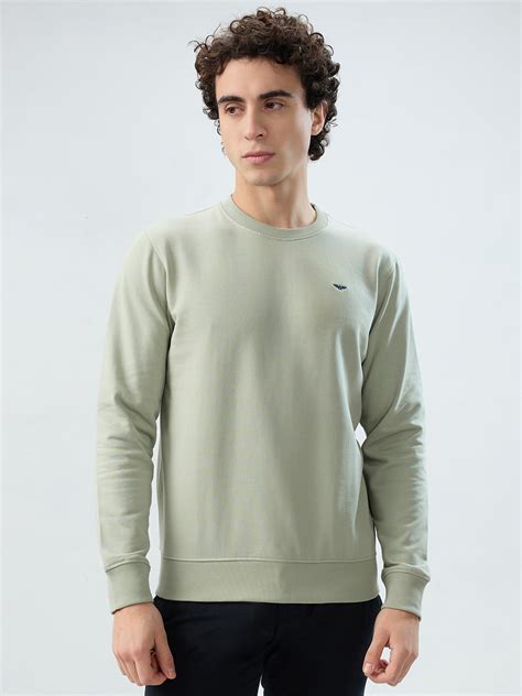 Park Avenue Men Green Solid Slim Fit Cotton Blend Sweatshirt – MyRaymond