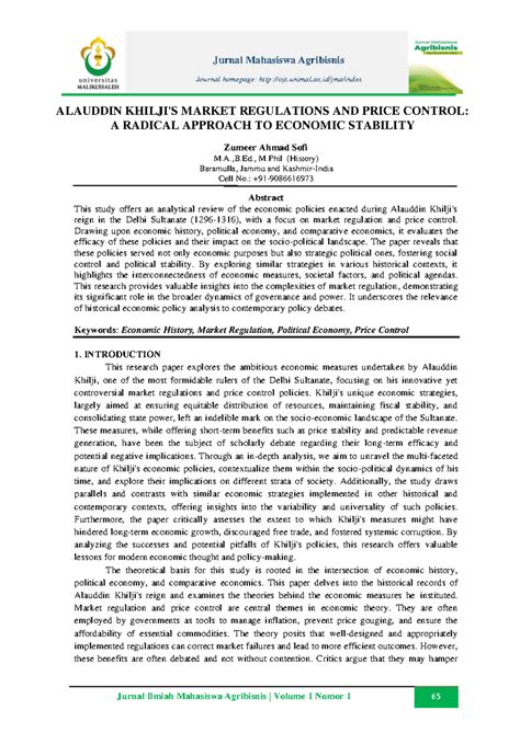ALAUDDIN KHILJI'S MARKET REGULATIONS: ECONOMIC STABILITY ANALYSIS - Studocu