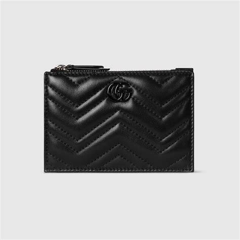 GG Marmont zip key pouch in black leather | GUCCI® RO