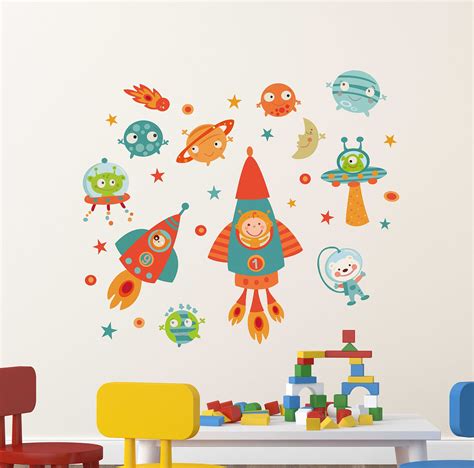 Wallstick Kids Space Station wallsticker (Vinyl 75 cm x 70 cm) : Amazon ...