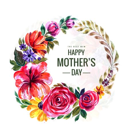 Free Vector | Happy mothers day card with flowers circular frame