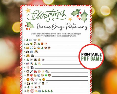 Christmas Movies Emoji Pictionary Game Printable Christmas - Etsy