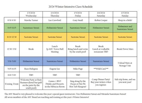 2024 Winter Intensive Class Schedule - ASU Winter Intensive