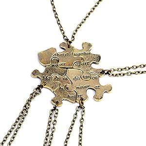 Buy 5 Pcs Vintage Best Friends Necklace Antique Brass Puzzle Pendant ...