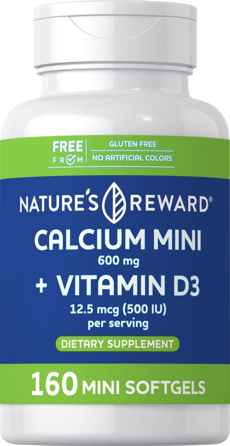 Calcium 600 mg with Vitamin D3 500 IU, 160 Mini Softgels - Nature's Reward
