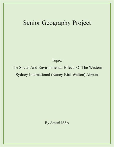 Open Senior Geography Project 7 - Senior Geography Project Topic: The ...