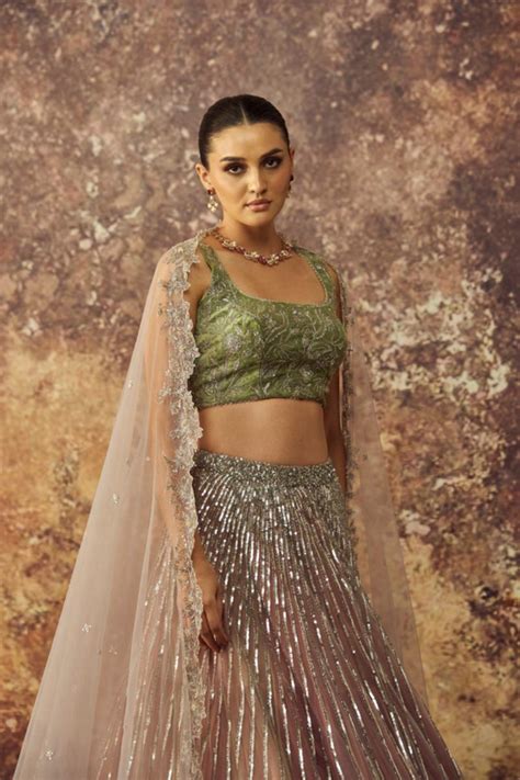 Geethika Kanumilli - Multi Coloured Tulle Lines Lehenga Set - Elahe