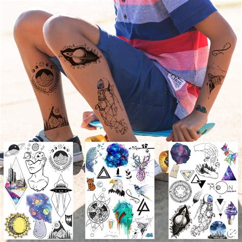 VANTATY 6 Sheets Boys Girls Face Temporary Tattoos For Kids Fun DIY Men ...