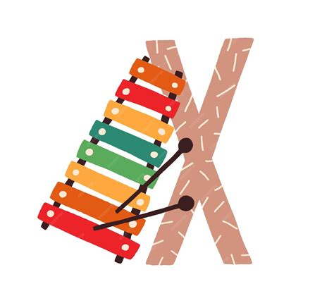 Premium Vector | Capital letter X of childish English alphabet with xylophone. Kids font for ...