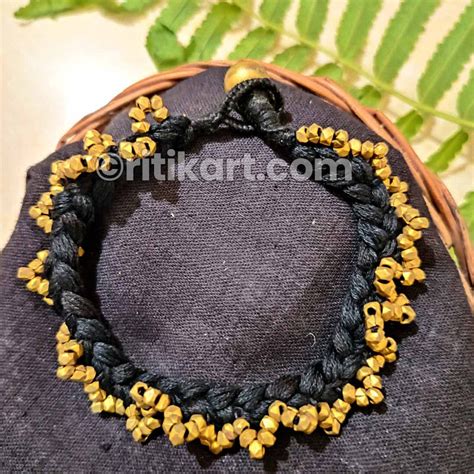 Tribal Dhokra Anklet with Small Brass Beads Embedded - Ritikart