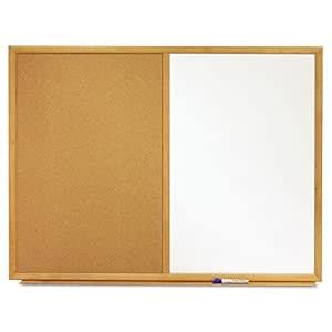 Quartet Combination Whiteboard/Cork Bulletin Board, 3' x 2', Oak Finish ...