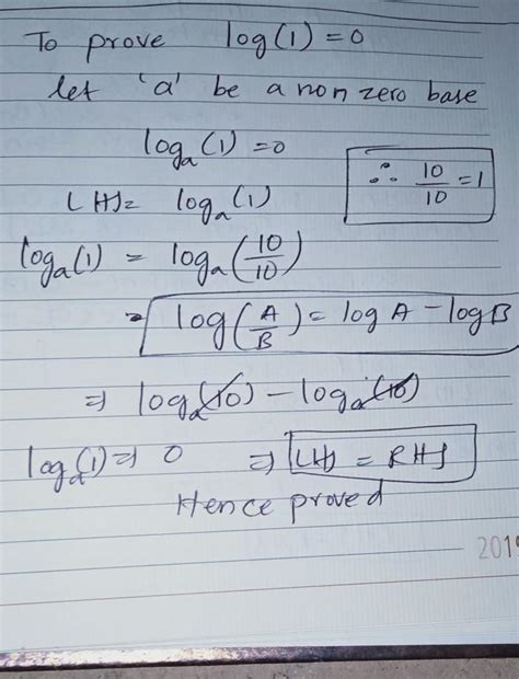 prove that the logarithm of unity to any non zero base is zero - Brainly.in