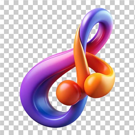 3d plastic graphic of colorful abstract musical note with vibrant ...