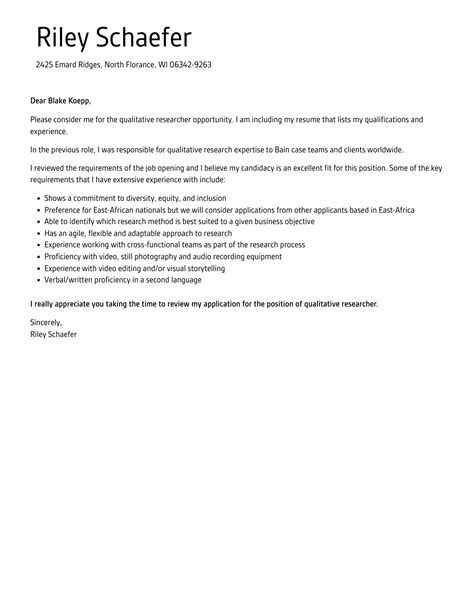 Qualitative Researcher Cover Letter | Velvet Jobs