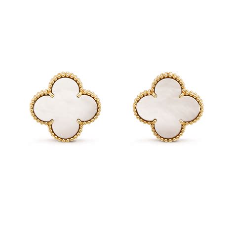 Magic Alhambra earrings 18K yellow gold, Mother-of-pearl - Van Cleef ...