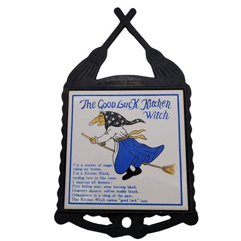 Vintage Good Luck Kitchen Witch Poem Tile Crossed Brooms - Etsy