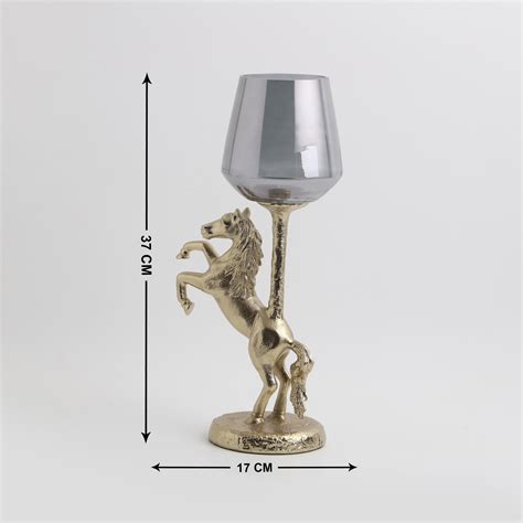 Buy Eternity Vivere Glass & Aluminium Horse Hurricane Candle Holder ...