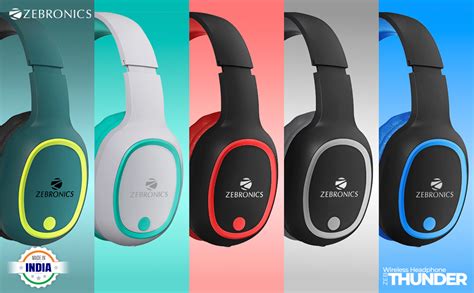 ZEBRONICS Thunder Bluetooth 5.3 Wireless Over Ear Headphones with 60H ...