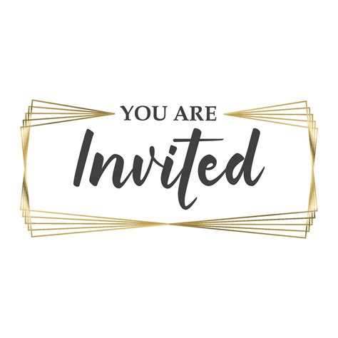 You're invited. Calligraphy text with elegant golden frame. Hand drawn ...