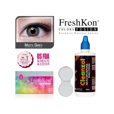 Buy New FreshKon Monthly Color Contact Lens (-10.00, Misty Gray) Online ...