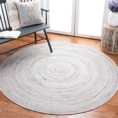 Safavieh Braided Mared 3 X 3 (ft) Gray Round Indoor Abstract Farmhouse ...