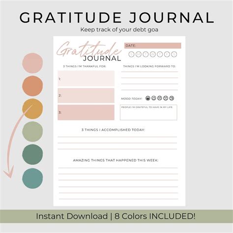 Gratitude Journal Printable Daily Gratitude Tracker - Etsy