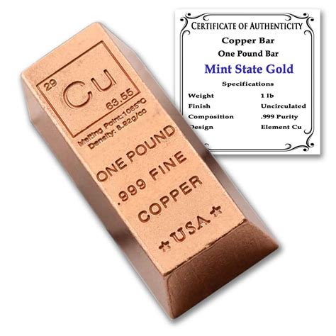 1 Pound Copper Bar Ingot Paperweight - 999 Pure Chemistry Element ...