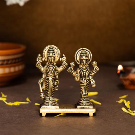 Buy Ekhasa 100% Pure Brass Vishnu Laxmi Murti for Puja (Size: 8.4 cm ...