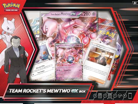 Amazon.com: Pokemon TCG: Team Rocket’s Mewtwo ex Box - 4 Packs, Promos ...