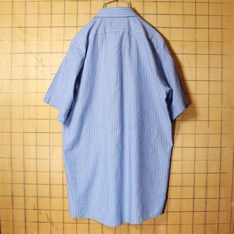 70s 80s USA製 RED KAP レッドキャップ 半袖 ストライプ ワーク シャツ ライトブルー メンズS ワッペン アメリカ古着 ...