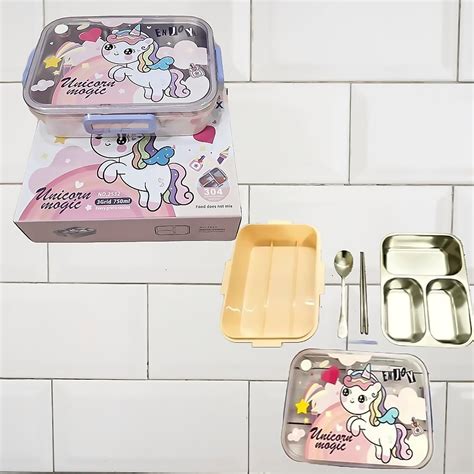 Buy AMB Magical Adventures Unicorn Magic Lunch Box with Spoon (750Ml ...