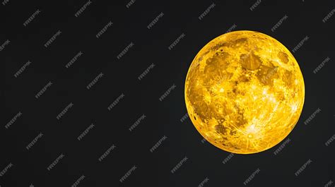 Bright Yellow Full Moon on Stark Black Background for Modern Decor or ...