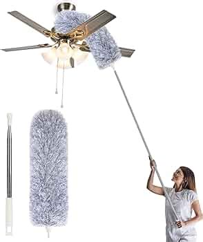 Microfiber Duster with Extension Pole,Washable Bendable Head Ceiling ...