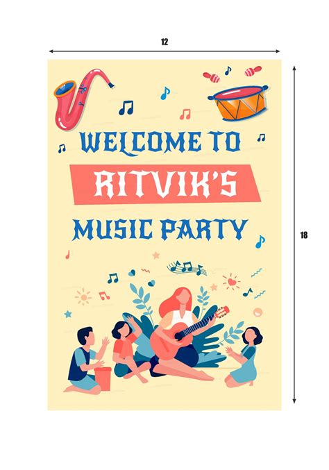 Music Theme Customized Welcome Board | Party Supplies India Online