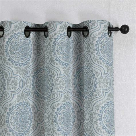 Green Medallion Light Filtering Grommet Curtain Panel, 84"