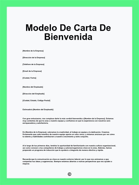 Modelo De Carta De Bienvenida
