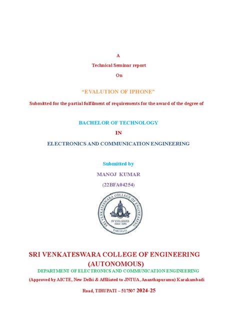 Manoj Kumar Seminar Report - A Technical Seminar report On “EVALUTION ...