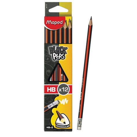 Maped Black Peps HB Triangular Pencils, Pack of 10 : Amazon.in: Home ...