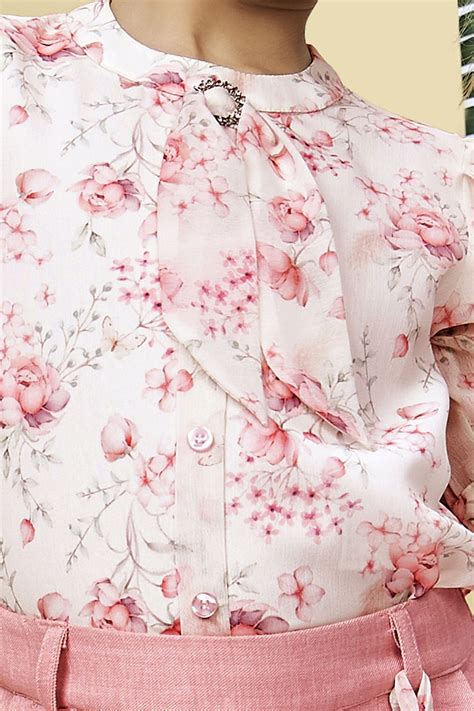 Cream with Peach Floral Print Top and Palazzo Set for Girls – Seasons ...
