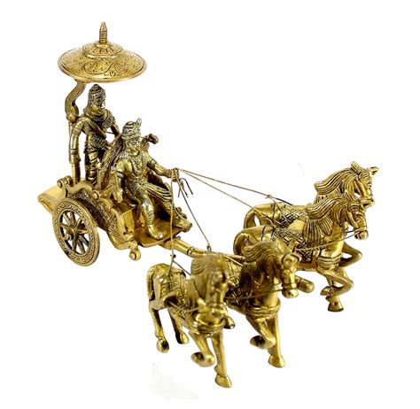 eSplanade Brass Krishna Arjuna Rath Chariot Horses Showpiece | Home De ...