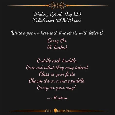 Carry On (A Tanka) Cuddl... | Quotes & Writings by Martian Mirth ...