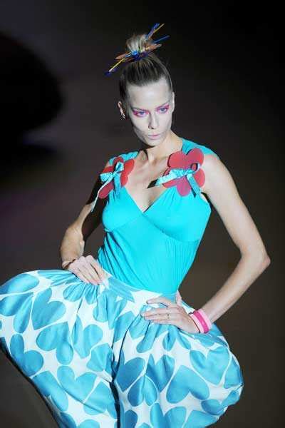 A model displays a spring/summer design by Amaya Arzuaga, during the ...