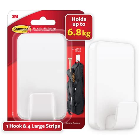 Command 3M Mega Wall Hooks, Holds Up to 6.8kg, no Paint Damage ...