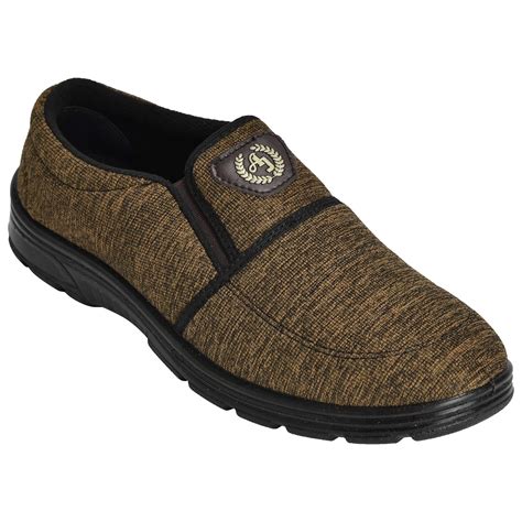 Buy Ajanta Men's Brown Fabric & Lycra Casual Shoes - 9 UK at Amazon.in