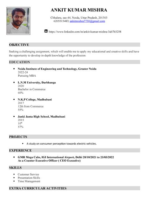 Ankit mishra resume 1 - fxjvhbh,jbgljj - ANKIT KUMAR MISHRA Chhalera ...