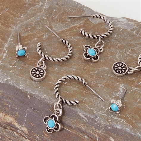 Buy Pack of 3 Filigree Stud & Hoop Earring - Accessorize India